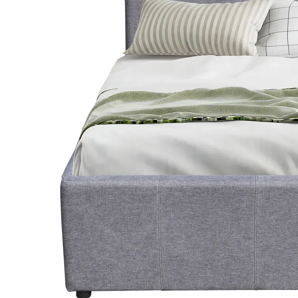 Small Double Ottoman Bed Frame with LED Storage - Light Grey