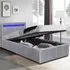 Small Double Ottoman Bed Frame with LED Storage - Light Grey