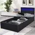Small Ottoman Bed Frame with LED - Black, Faux Leather