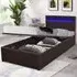 Small Ottoman Bed Frame with LED - Brown, Faux Leather