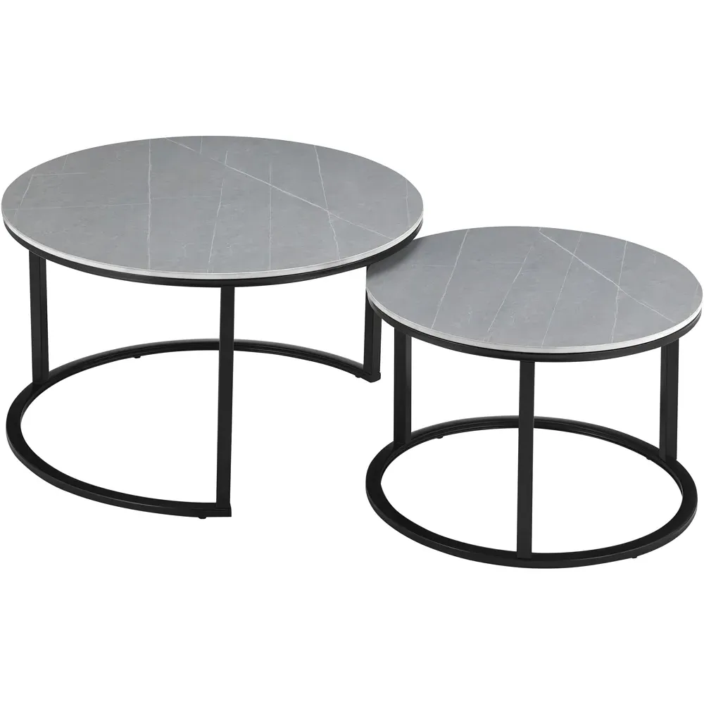 Stone Nest of Tables Set of 2 - Black