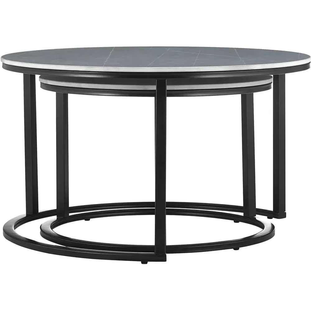 Stone Nest of Tables Set of 2 - Black