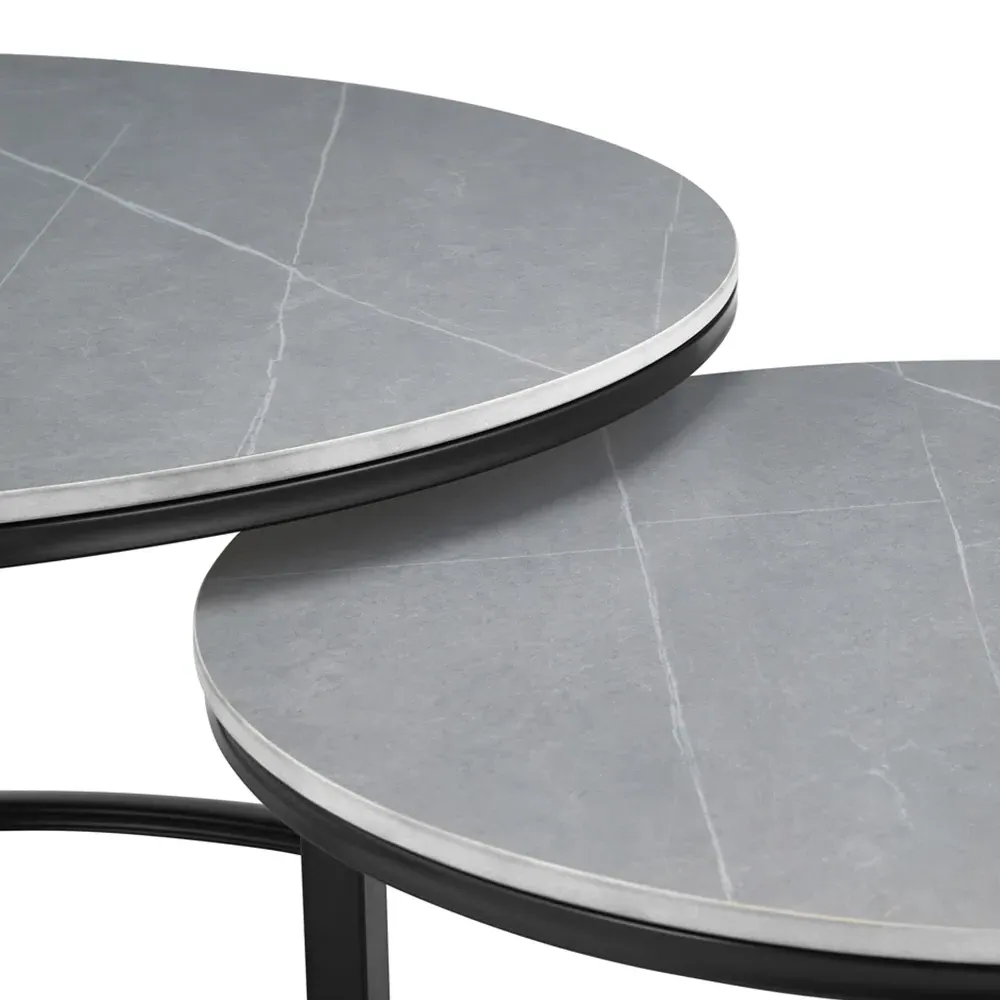 Stone Nest of Tables Set of 2 - Black