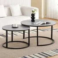 Stone Nest of Tables Set of 2 - Black