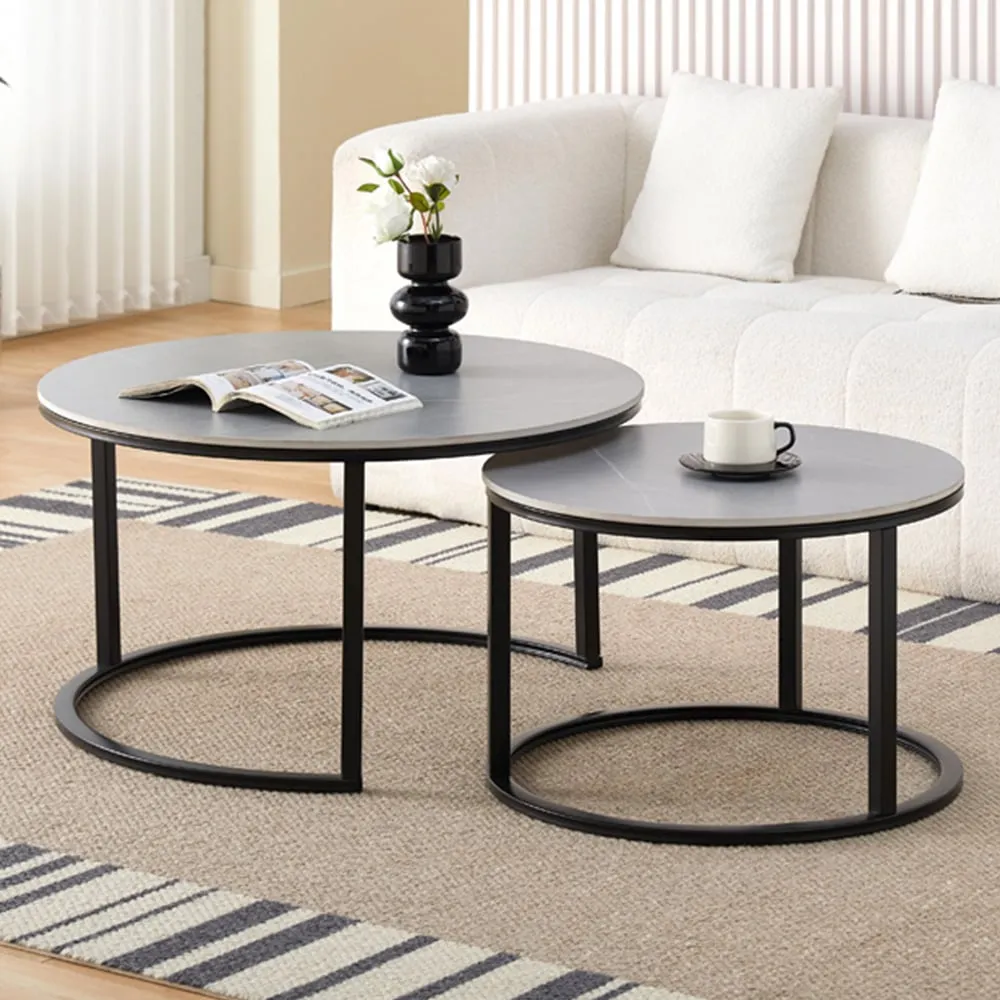 Stone Nest of Tables Set of 2 - Black image