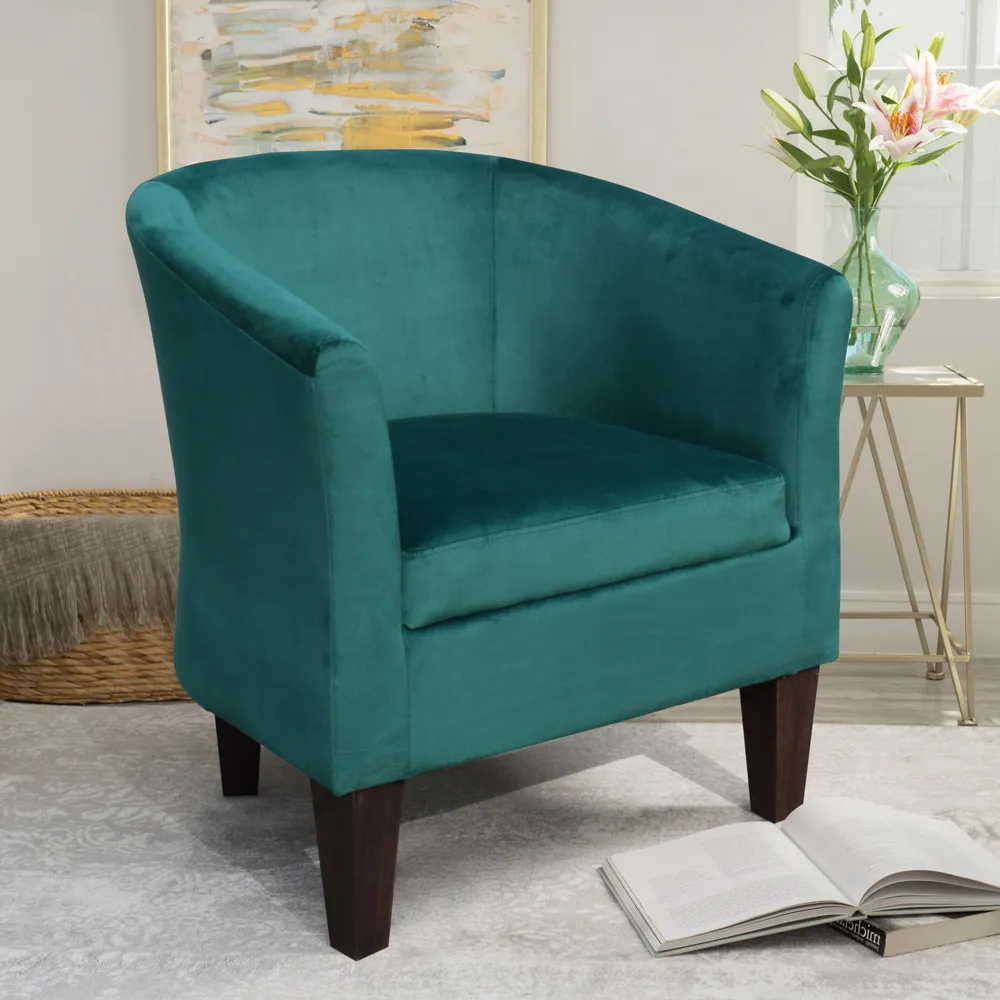 Tub Chair - Green, Velvet