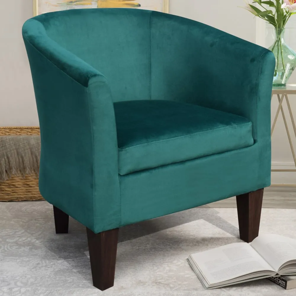 Tub Chair - Green, Velvet