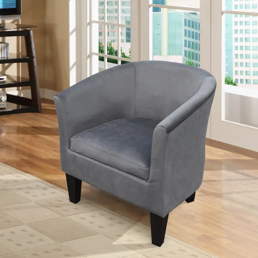 Tub Chair - Grey, Velvet