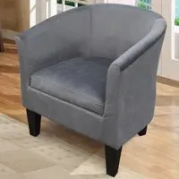 Tub Chair - Grey, Velvet