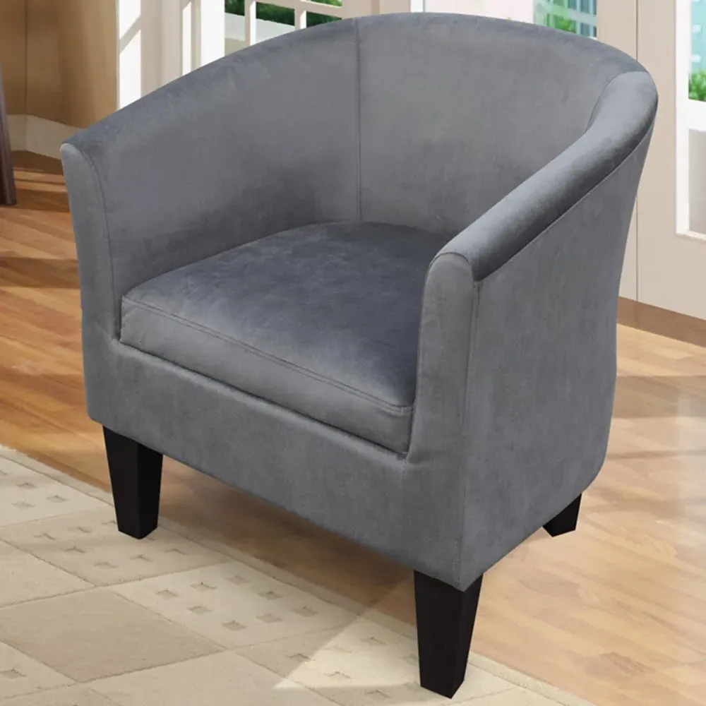Tub Chair - Grey, Velvet