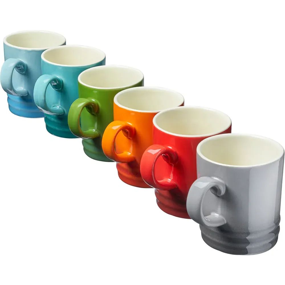 6 Pack Ceramic Mugs - Multi Colour
