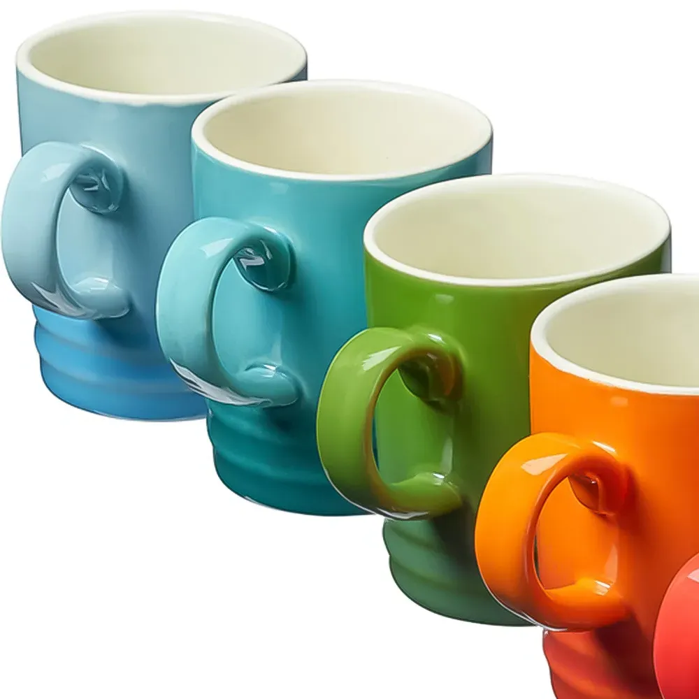 6 Pack Ceramic Mugs - Multi Colour