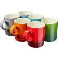 6 Pack Ceramic Mugs - Multi Colour