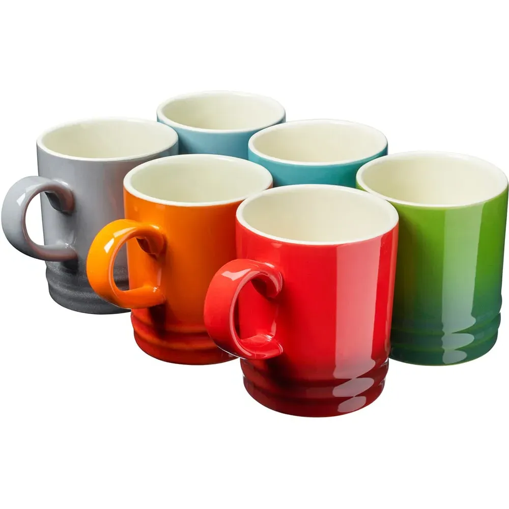 6 Pack Ceramic Mugs - Multi Colour image