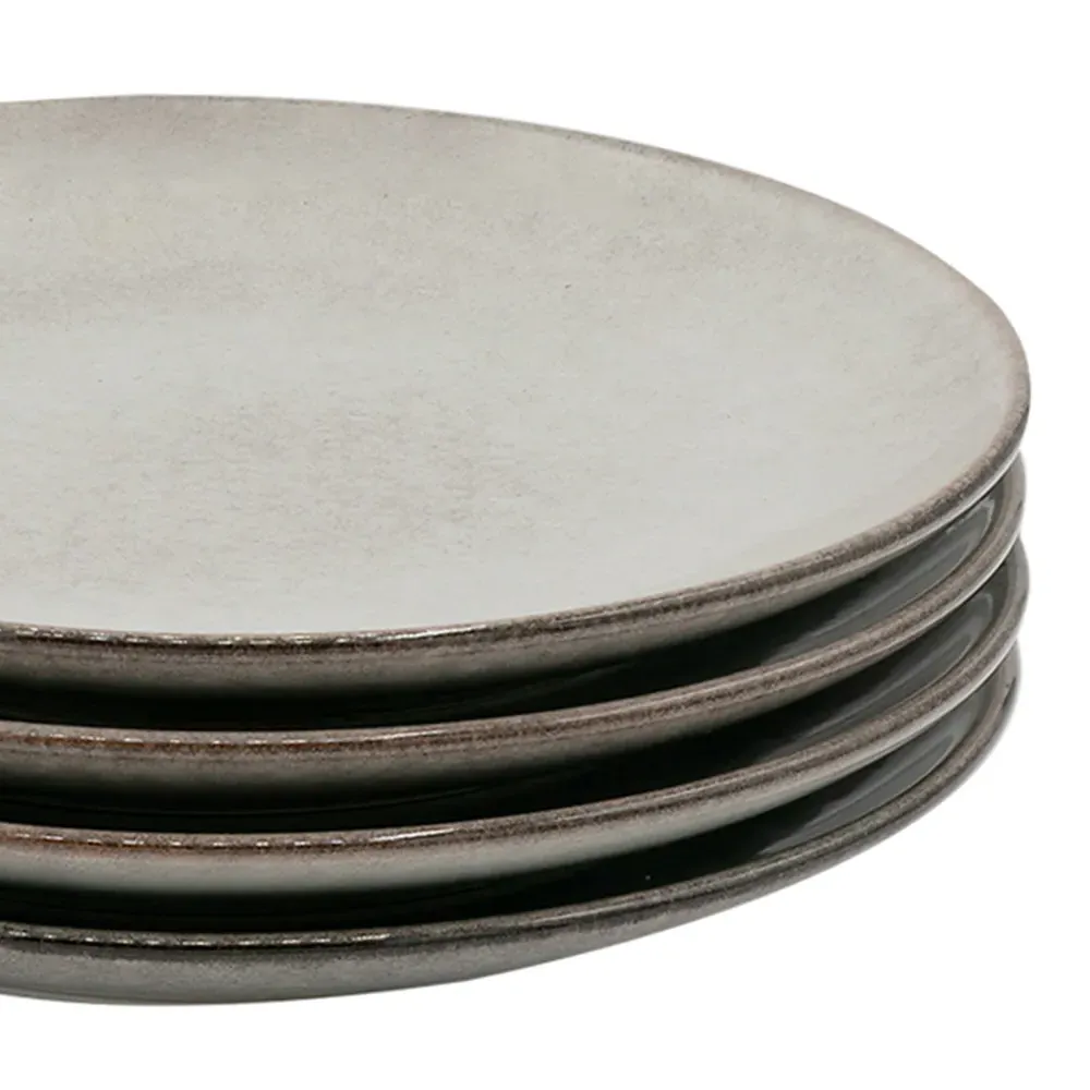 K103 4 Piece Dinner Plate Set - Grey, Ceramic