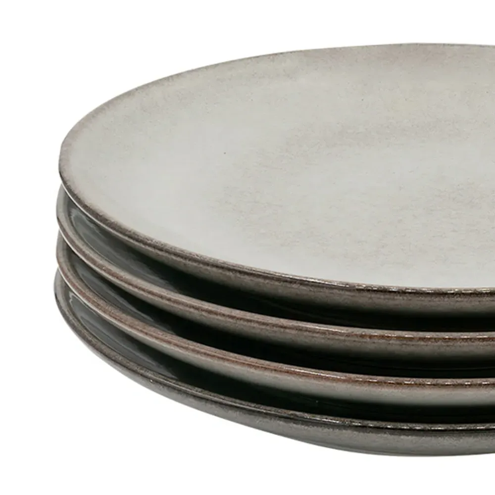 K103 4 Piece Dinner Plate Set - Grey, Ceramic