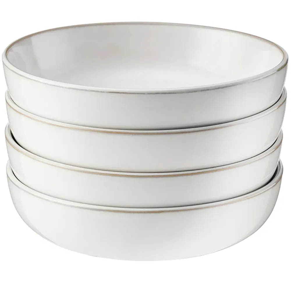 Nordic Stoneware 4 Piece Pasta Bowl Set - White