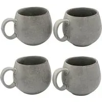 Nordic Stoneware Mugs 4 Pack - Grey, Ceramic
