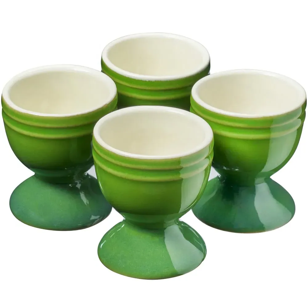 Set of 4 Egg Cups - Green, Ceramic