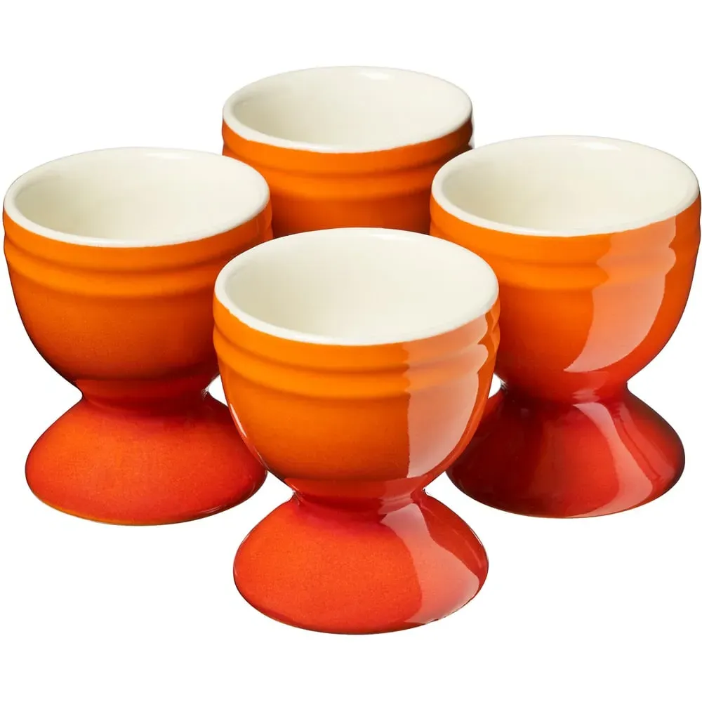 Set of 4 Egg Cups - Orange, Ceramic