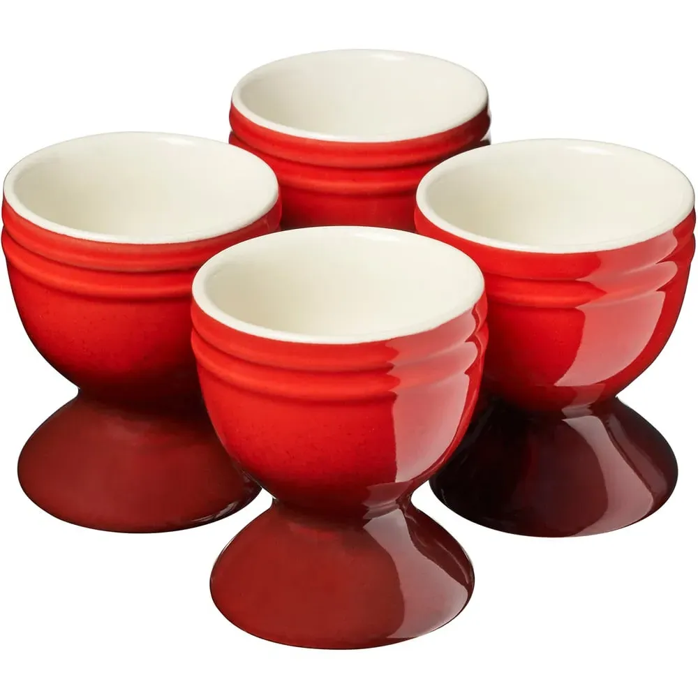 Set of 4 Egg Cups - Red, Ceramic