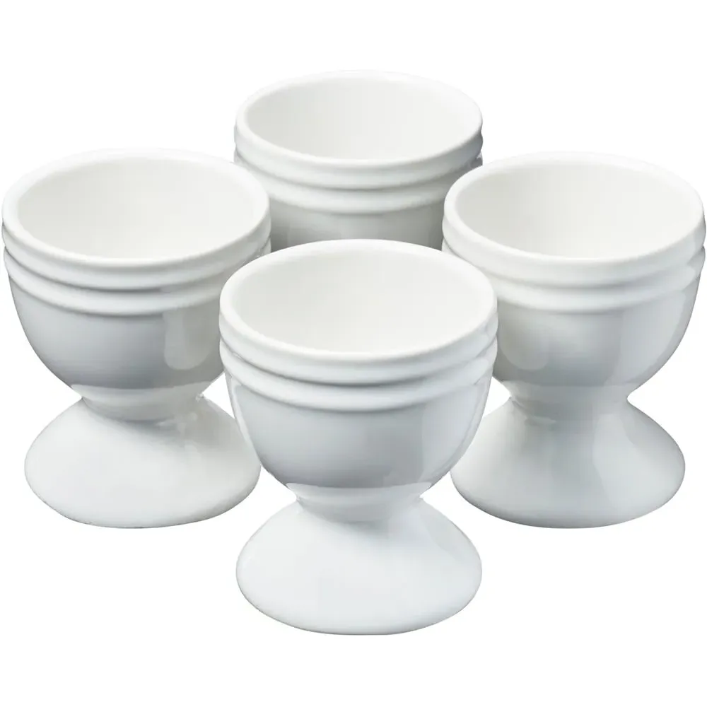 Set of 4 Egg Cups - White, Ceramic