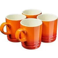 Stoneware Coffee Mugs 4 Pack - Orange