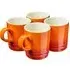 Stoneware Coffee Mugs 4 Pack - Orange