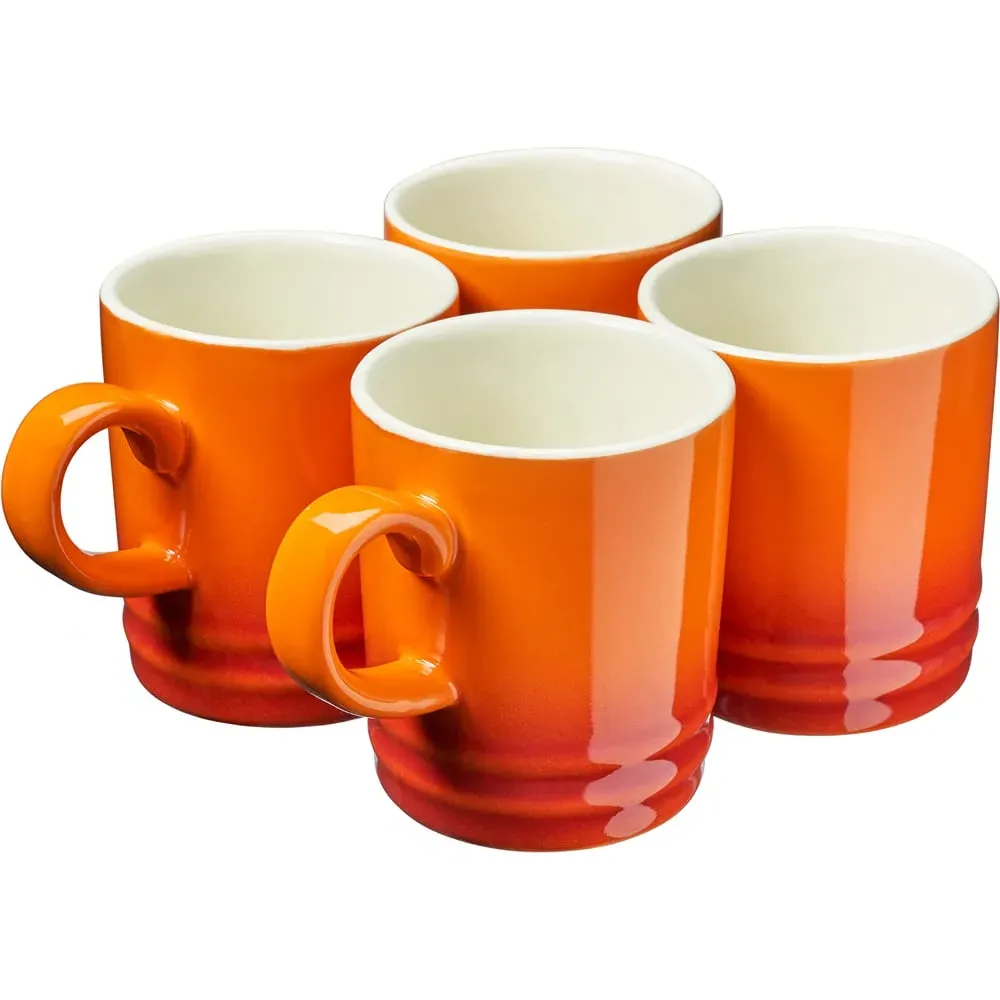 Stoneware Coffee Mugs 4 Pack - Orange