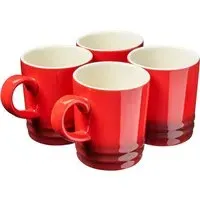 Stoneware Coffee Mugs 4 Pack - Red