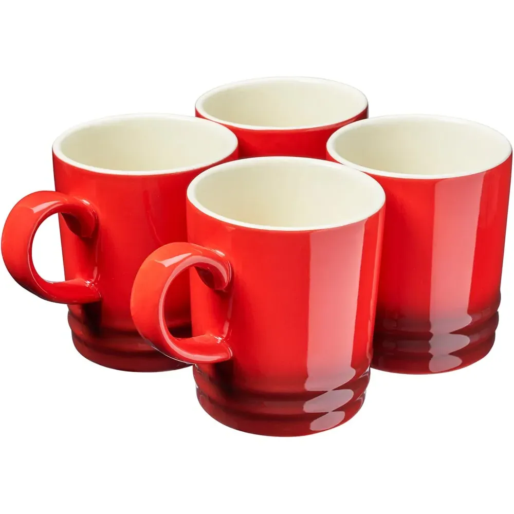 Stoneware Coffee Mugs 4 Pack - Red