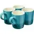 Stoneware Coffee Mugs 4 Pack - Teal