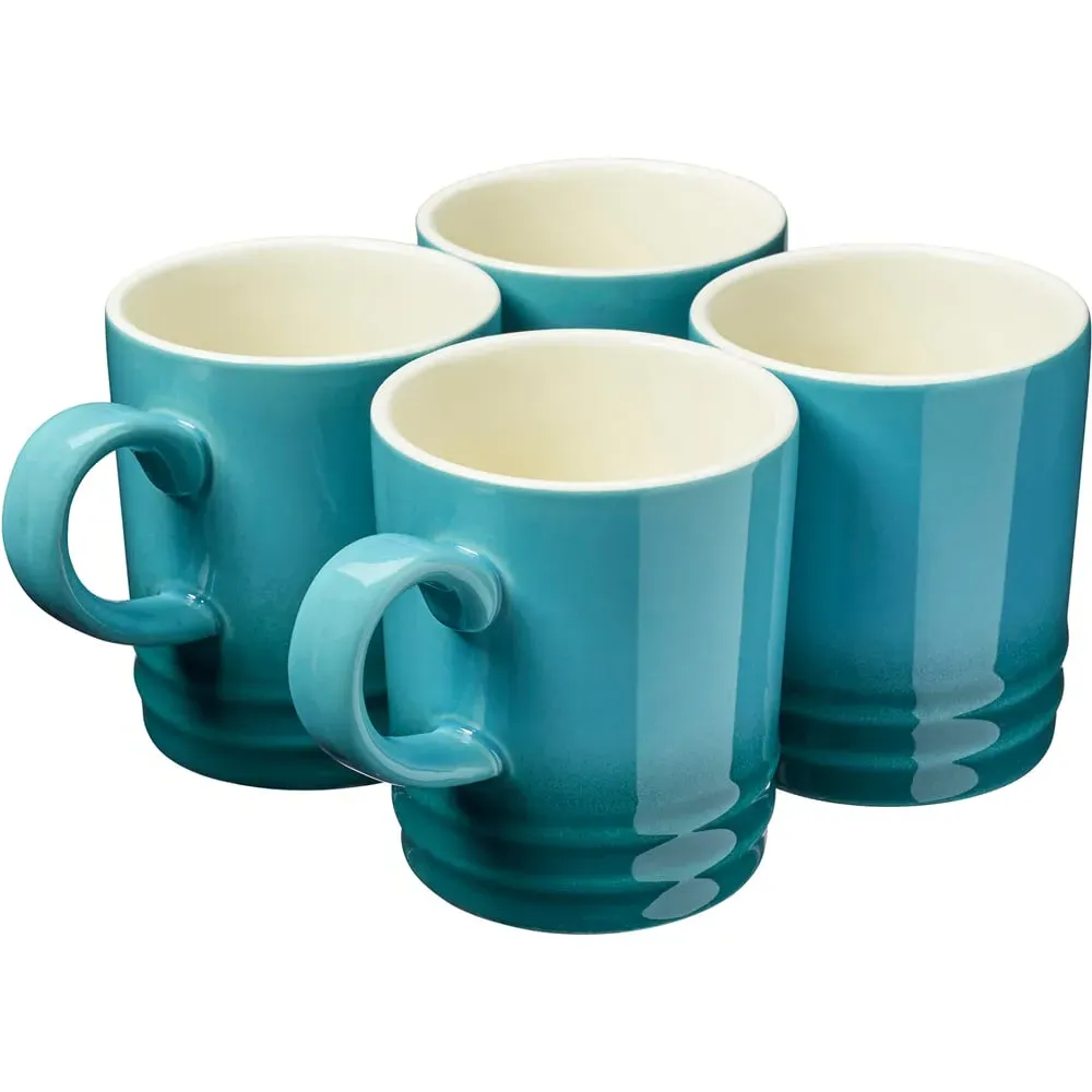 Stoneware Coffee Mugs 4 Pack - Teal