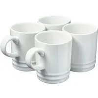 Stoneware Coffee Mugs 4 Pack - White