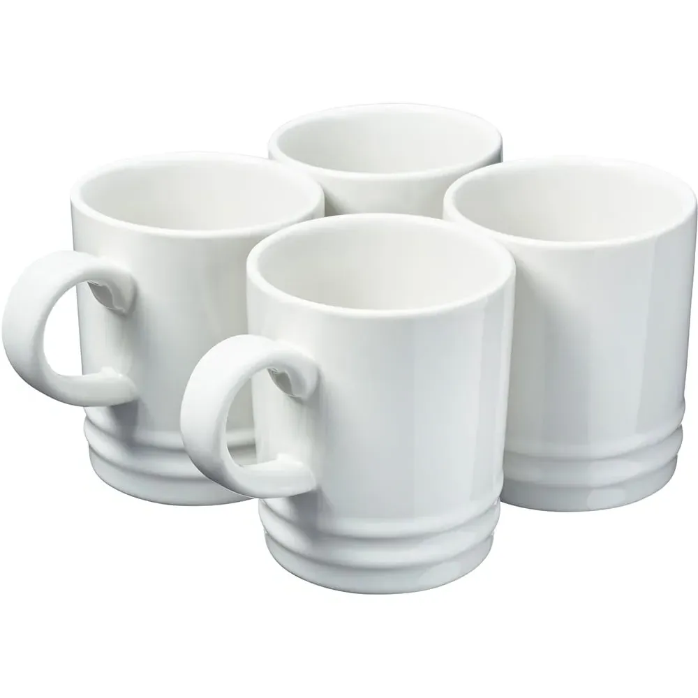 Stoneware Coffee Mugs 4 Pack - White