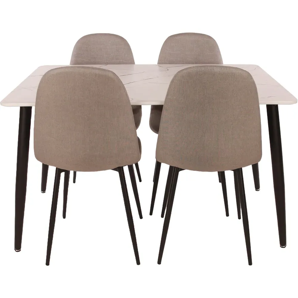 Aspen 4 Seater Rectangular Dining Set - White Marble Effect