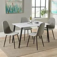 Aspen 4 Seater Rectangular Dining Set - White Marble Effect