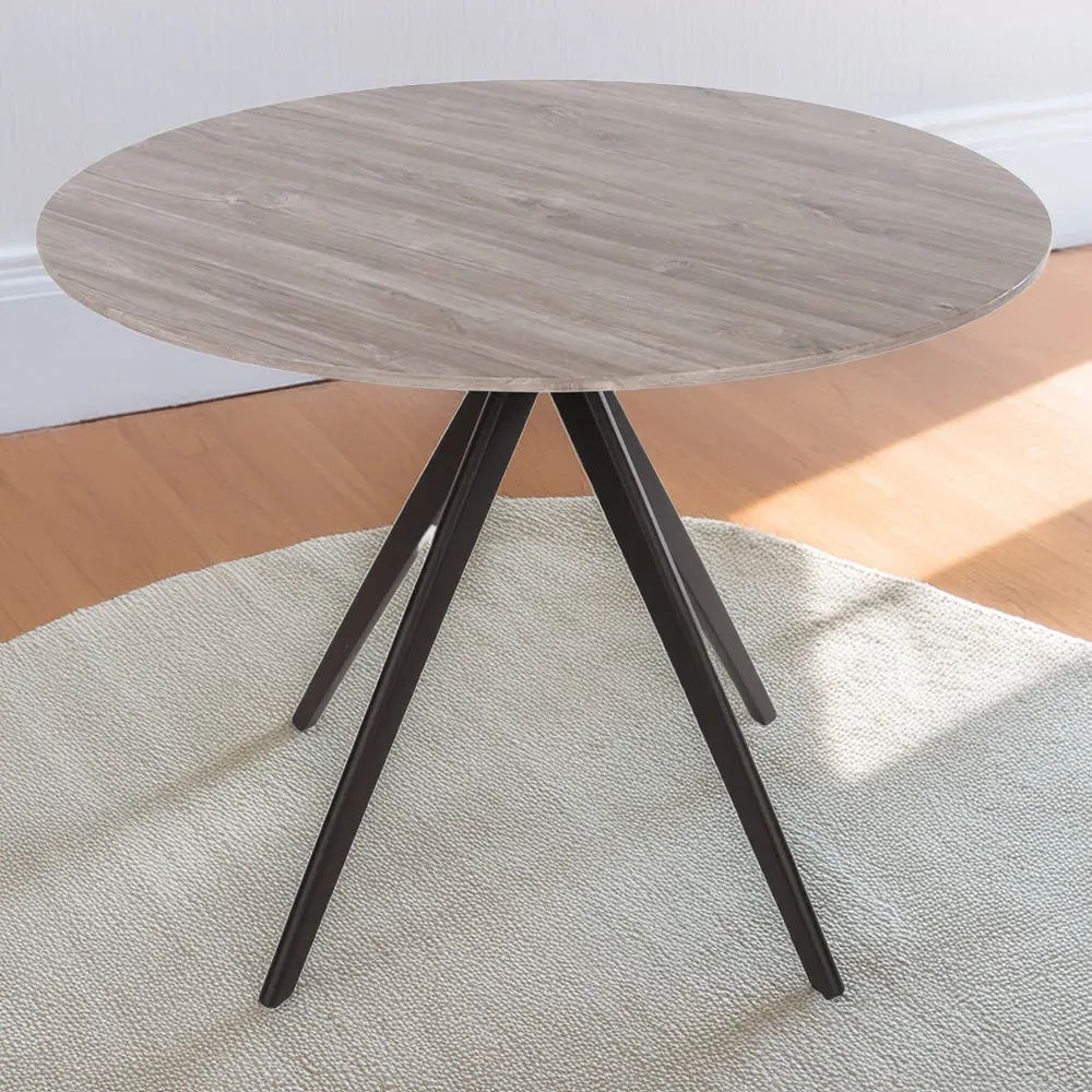 Aspen 4 Seater Round Dining Table - Grey, Oak Effect image