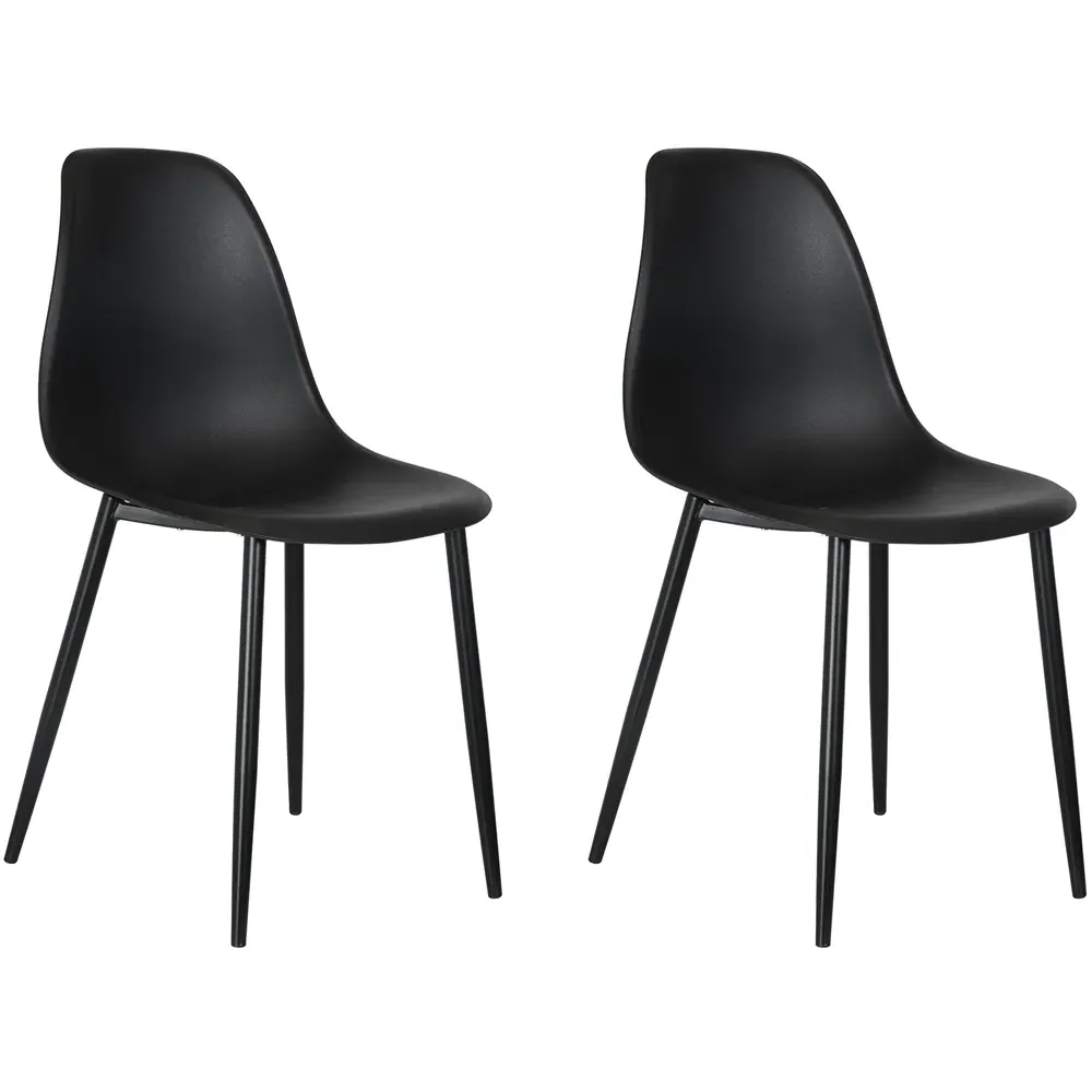 Aspen Set of 2 Curved Dining Chairs - Black, Polypropylene
