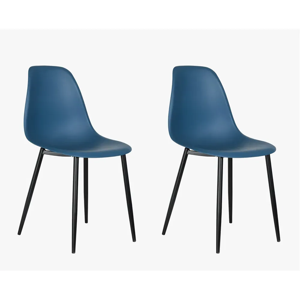 Aspen Set of 2 Curved Dining Chairs - Blue, Polypropylene