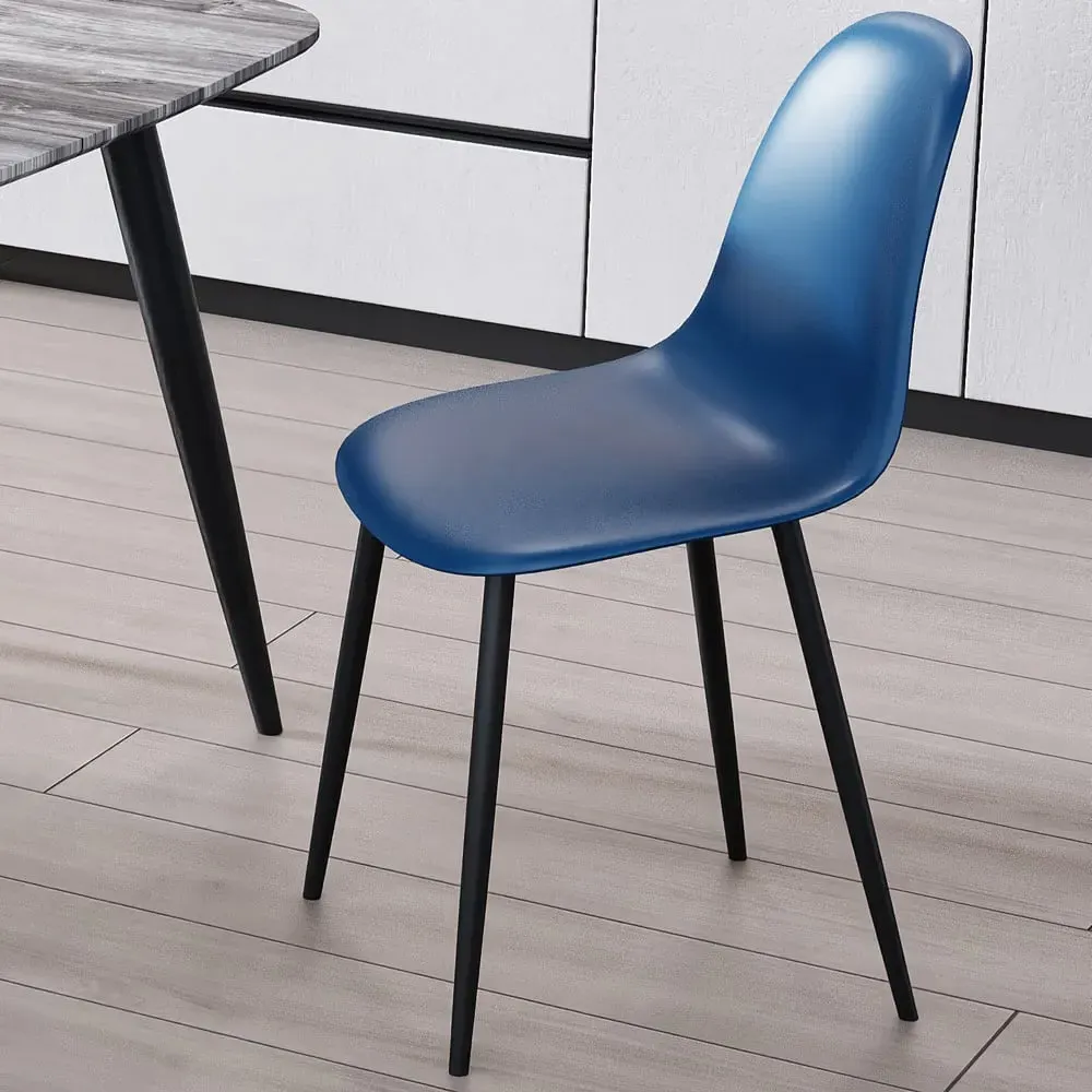 Aspen Set of 2 Curved Dining Chairs - Blue, Polypropylene