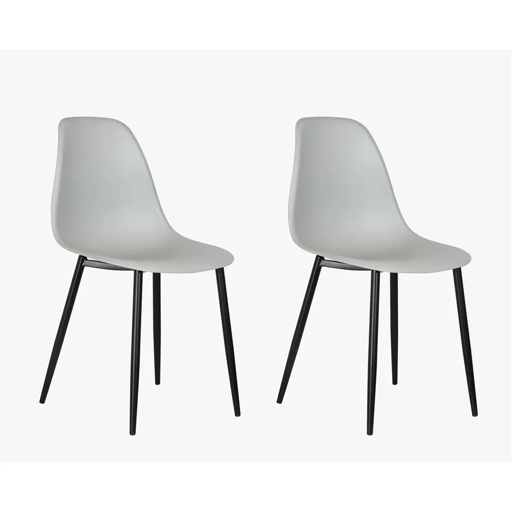 Aspen Set of 2 Curved Dining Chairs - Grey, Polypropylene