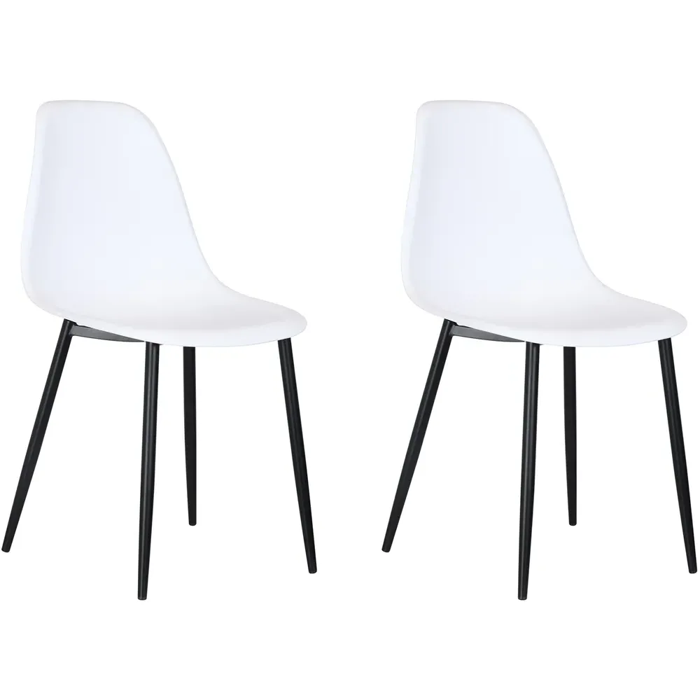 Aspen Set of 2 Curved Dining Chairs - White, Polypropylene