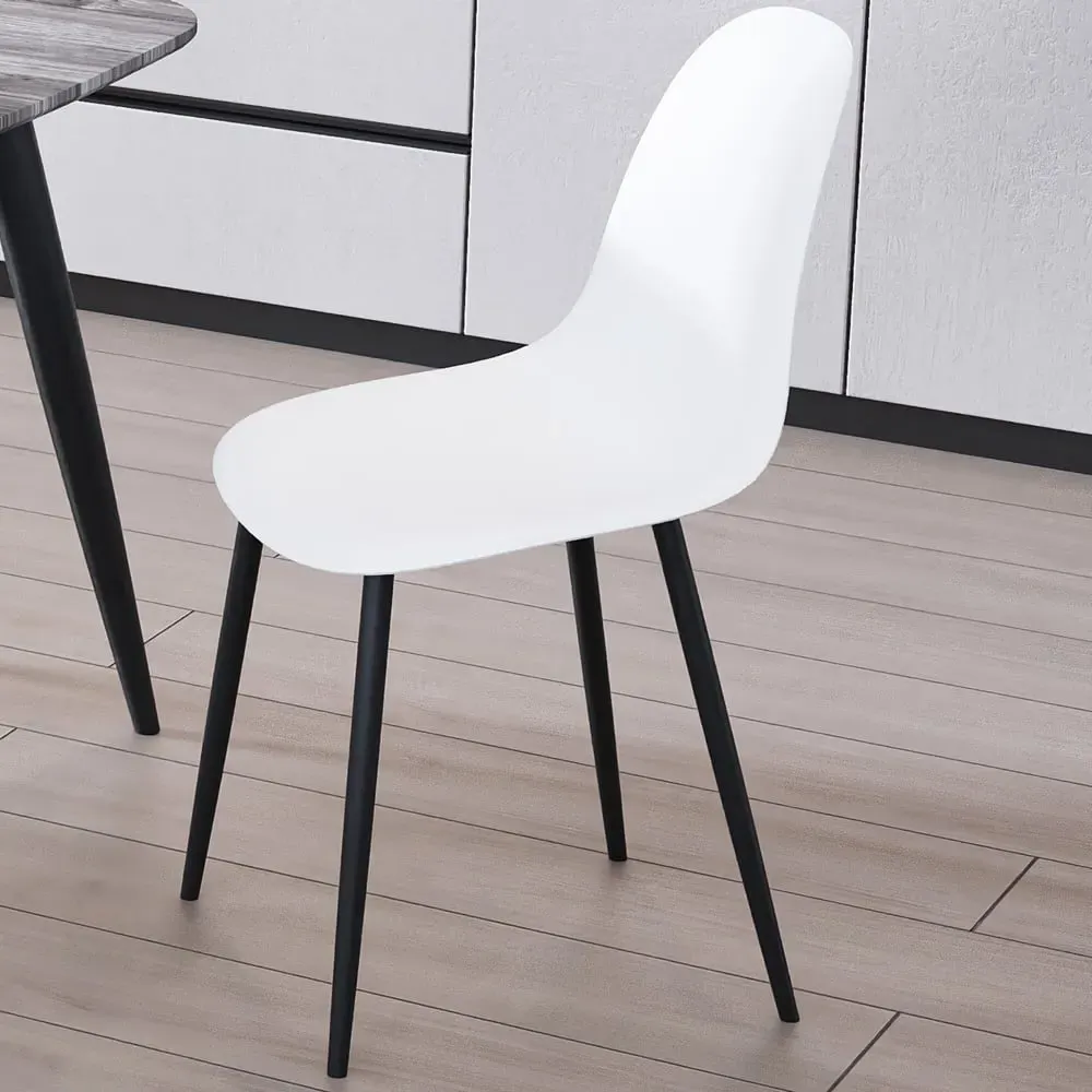 Aspen Set of 2 Curved Dining Chairs - White, Polypropylene