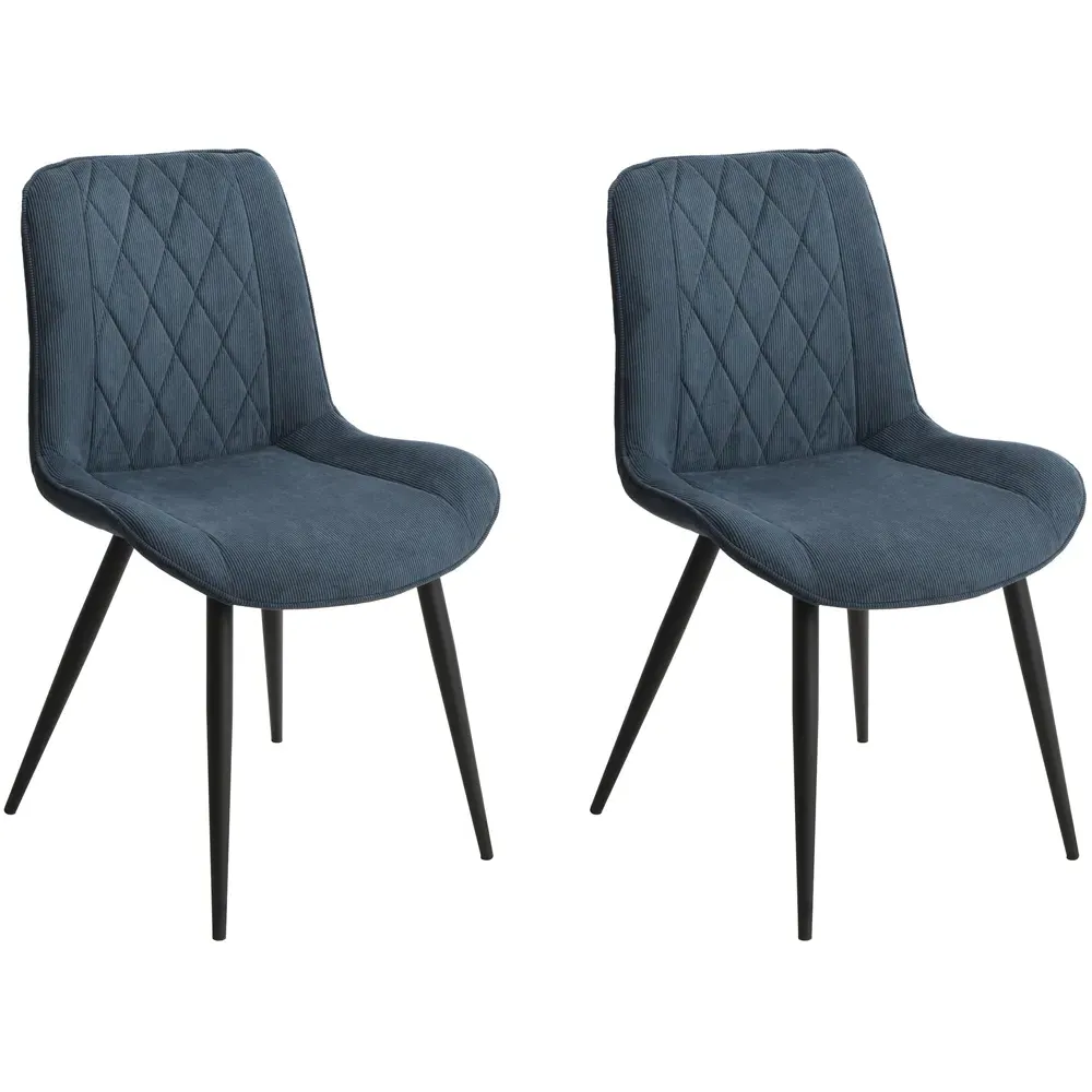 Aspen Set of 2 Diamond Stitch Dining Chair - Blue