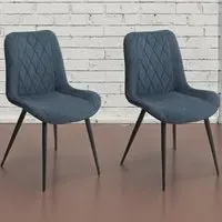 Aspen Set of 2 Diamond Stitch Dining Chair - Blue