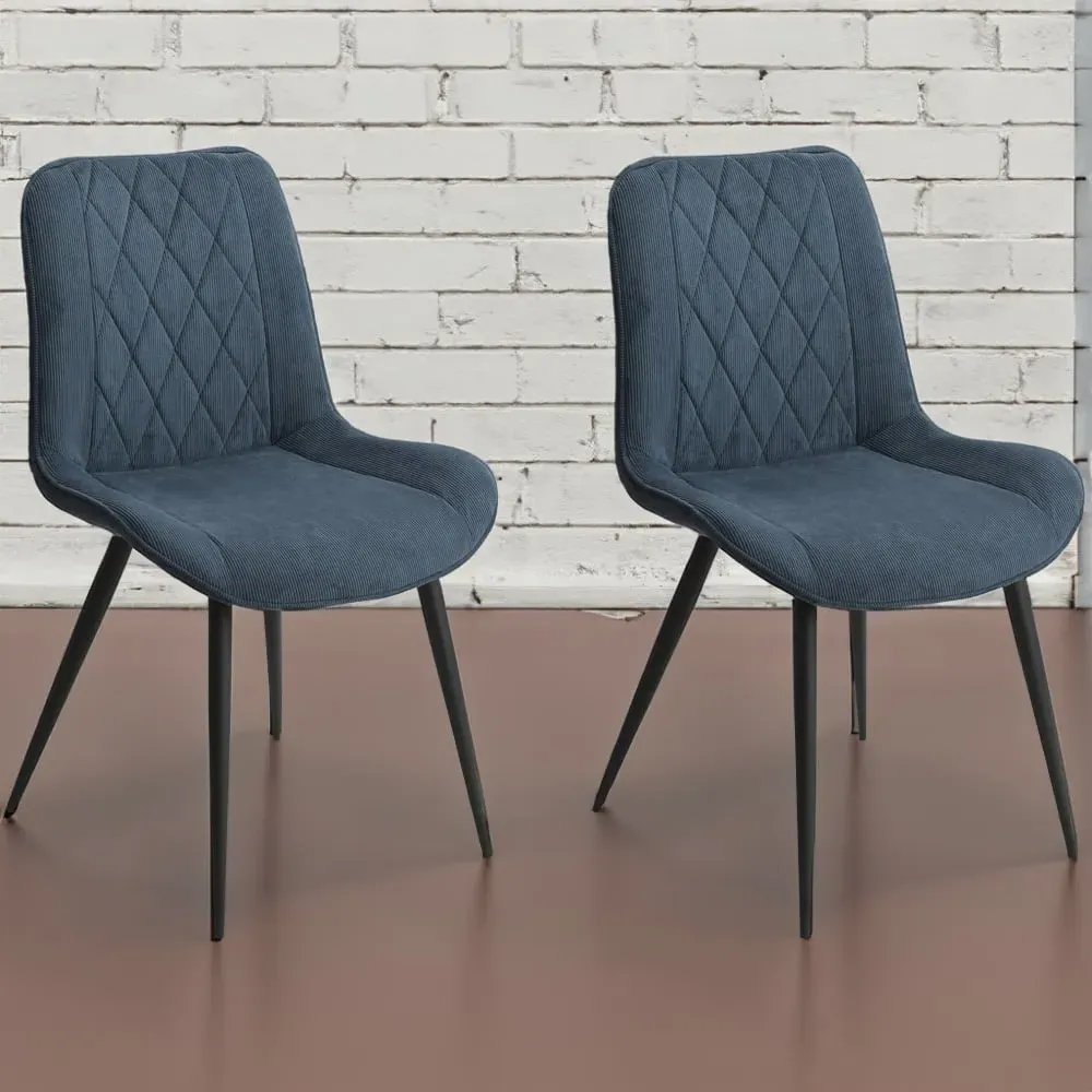 Aspen Set of 2 Diamond Stitch Dining Chair - Blue