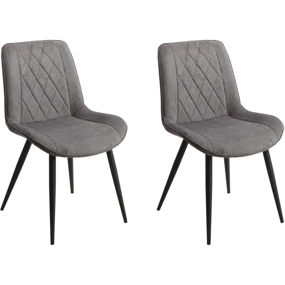 Aspen Set of 2 Diamond Stitch Dining Chair - Grey