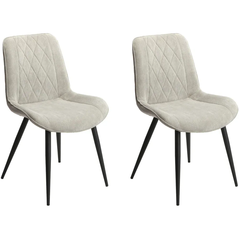 Aspen Set of 2 Diamond Stitch Dining Chair - Light Grey