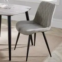 Aspen Set of 2 Diamond Stitch Dining Chair - Light Grey